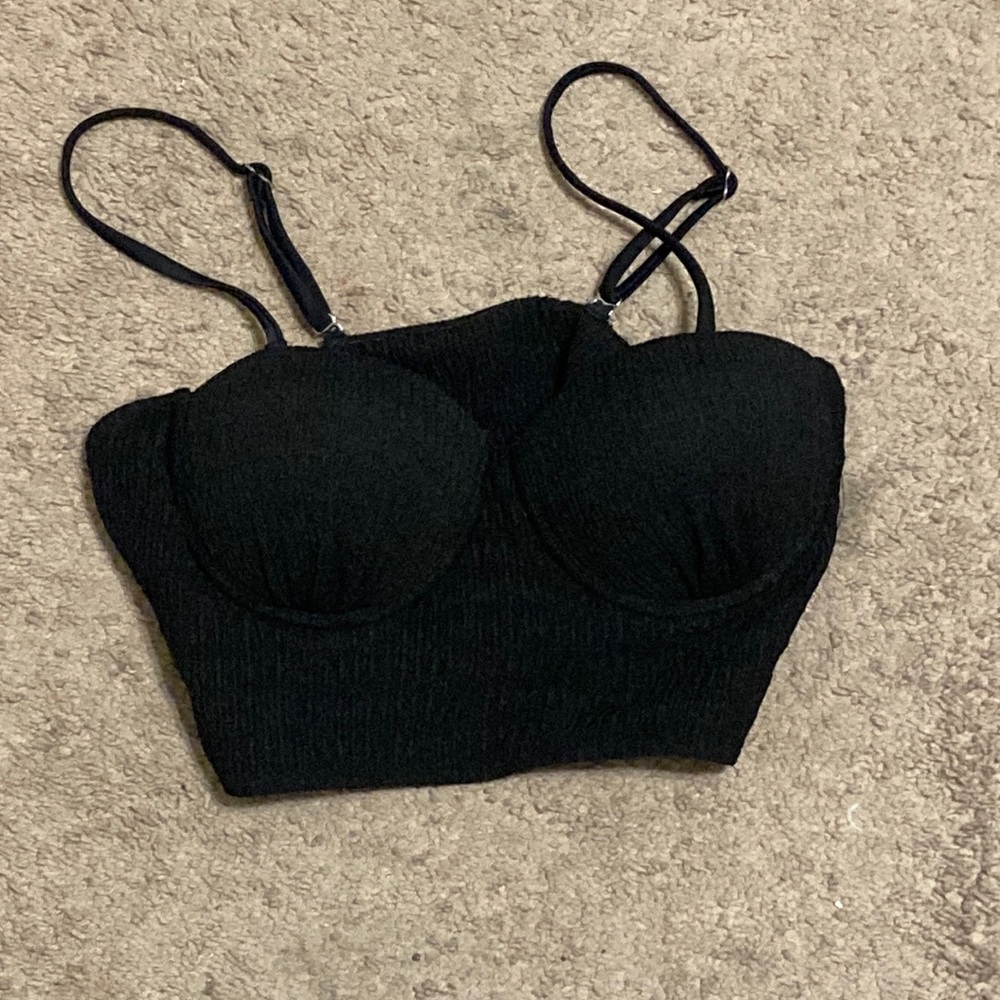 Shein texture bustier swim top